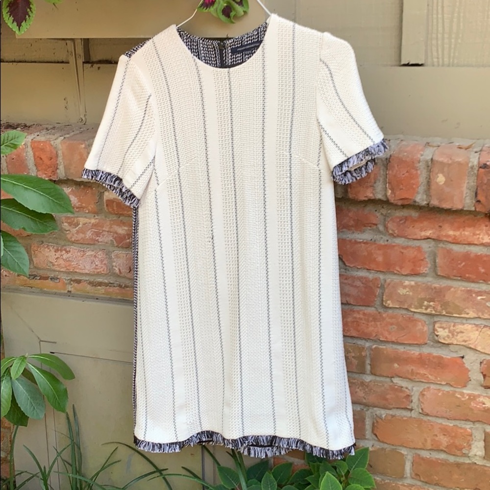 French Connection Navy & White Dress w/ Fringe
